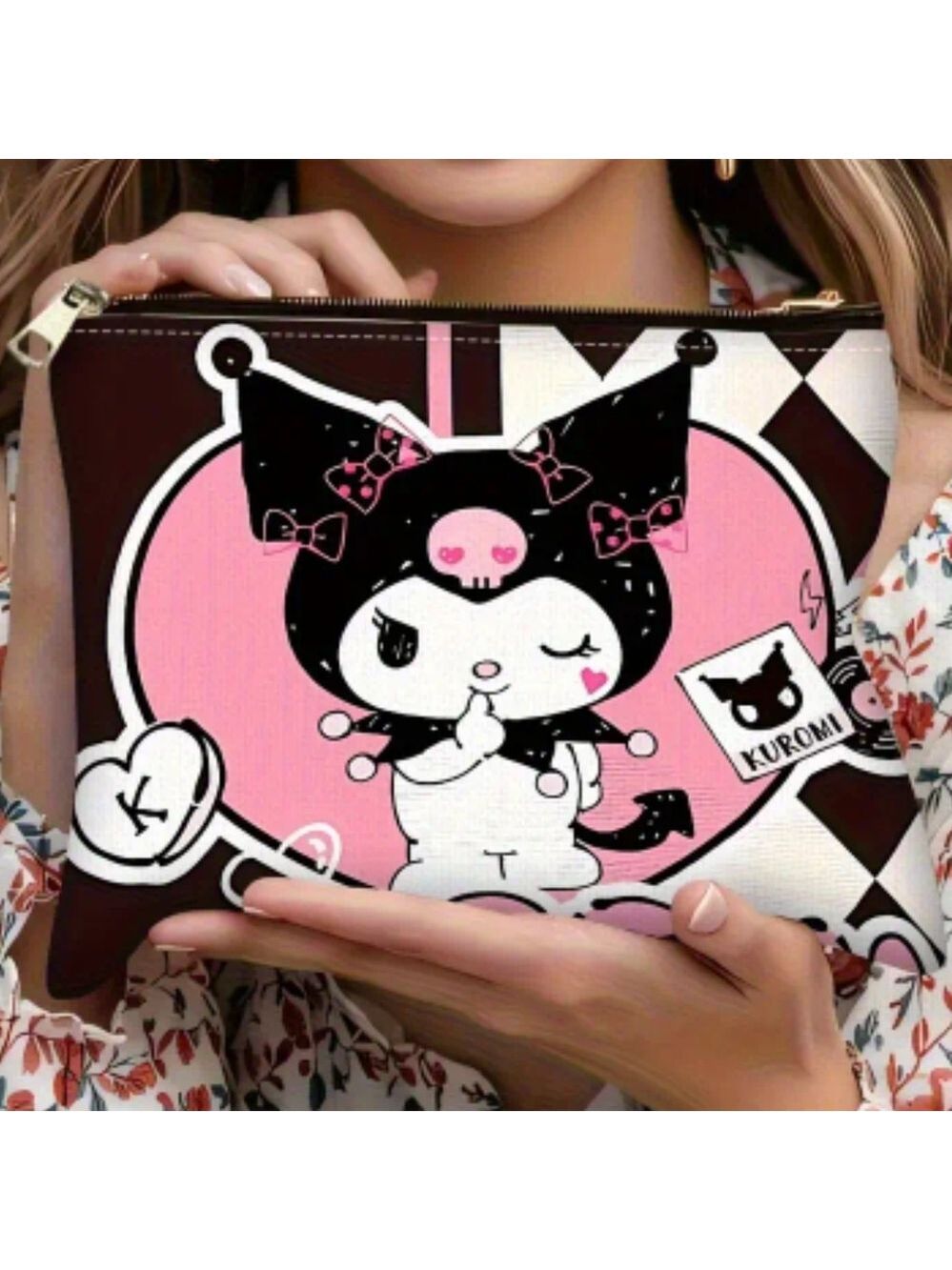 Sanrio Kuromi Pink and Black Cosmetic Bag
